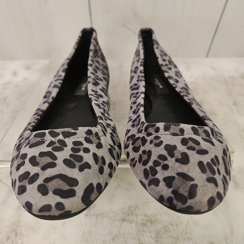 Ann Taylor Women's Gray Cheetah Leather Ballet Flats 7M Slip-on Career Mob Wife - Picture 4 of 10